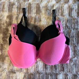Victoria secret bra bundle; 1 pink; 1 black; size 38D